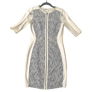 Elie Tahari Women’s Front Zip Front Sheath / Tweed Dress | Short sleeves